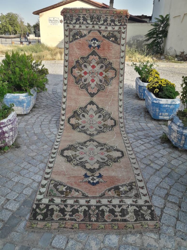 Pink Runner Vintage Pink Runner Rug Oriental Rug Hallway Etsy