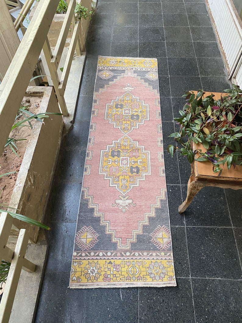 2x7Rug Oushak Runner Rug.turkish runner rug.vintage runner rug.kitchen runner rug.Runner rug.Rug runner.Small Runner Rug.60x215cm. image 7