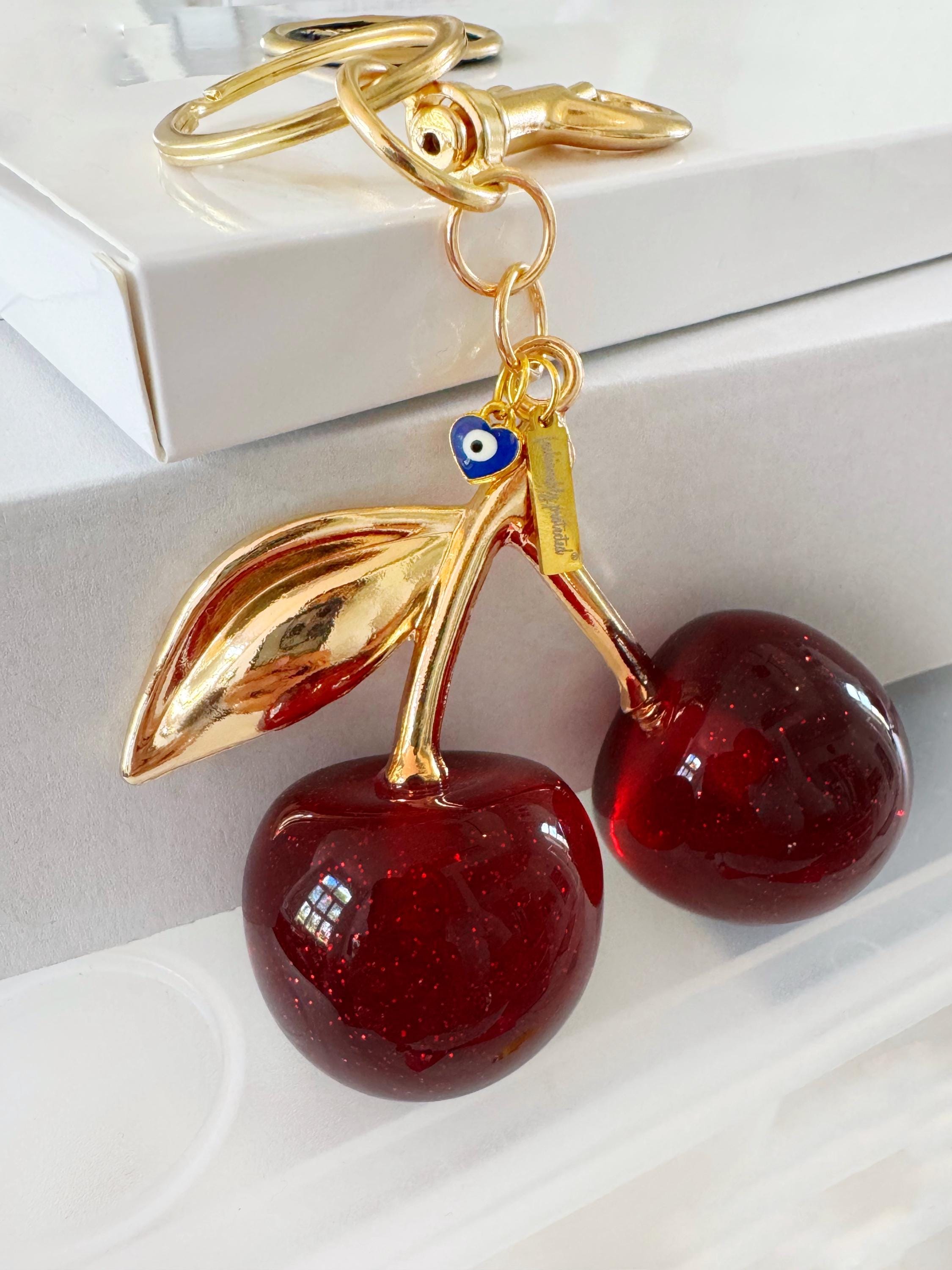 Wullina Cherry Keychain Bag Charm - Cute Purse Accessory & Keyring Gift For Handbags - View #5