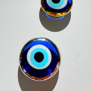 Evil Eye Metallic Silver Gold Glass Home Magnet Decor