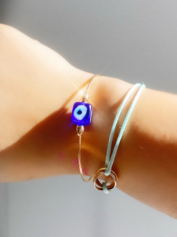 Evil Eye Cube Cuff Etsy