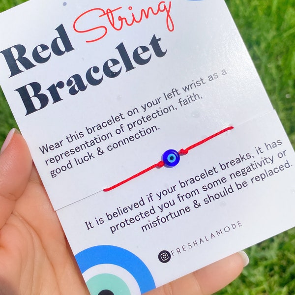 Evil Eye Red String Protection Adjustable Bracelet, Mal De Ojo Bracelet, Kabbalah Red String Bracelet Evil Eye Charm, Nazar Bracelet Gift