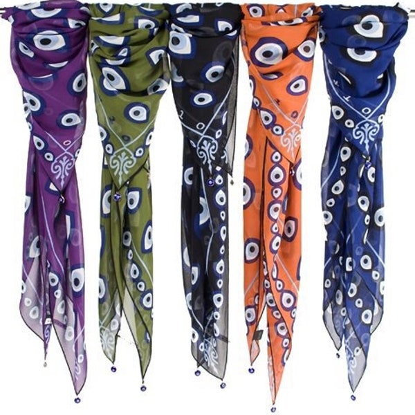 Evil Eye Print Silky Scarf & DUSTBAG