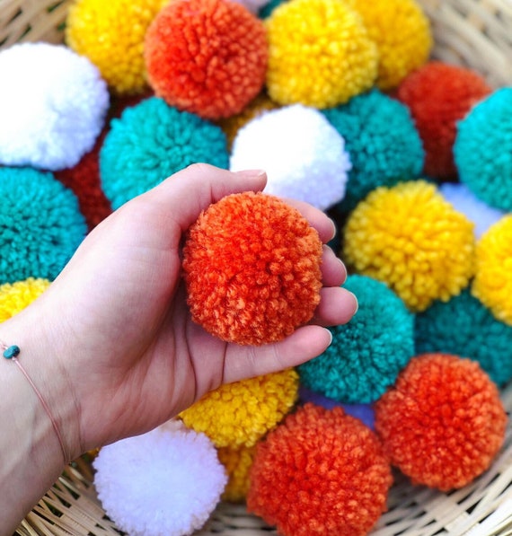 10 Yarn Pom Poms Any Color Craft Supplies Party Decor Diy