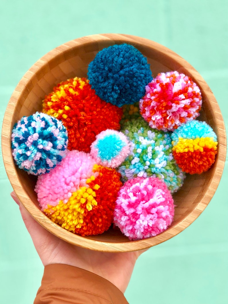 10 Yarn PomPoms Any Color Craft Supplies Party Decor Etsy