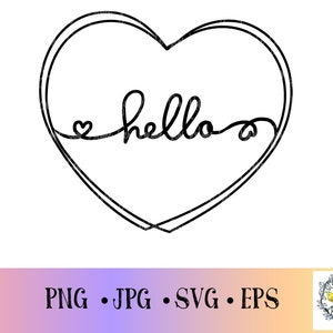 Layered Heart Frame|Handwritten|Hello Script|Shape SVG|Heart PNG|Frame SVG|Cut File|Digital Download|Heart Gift|Sticker Decal|T-shirt Design