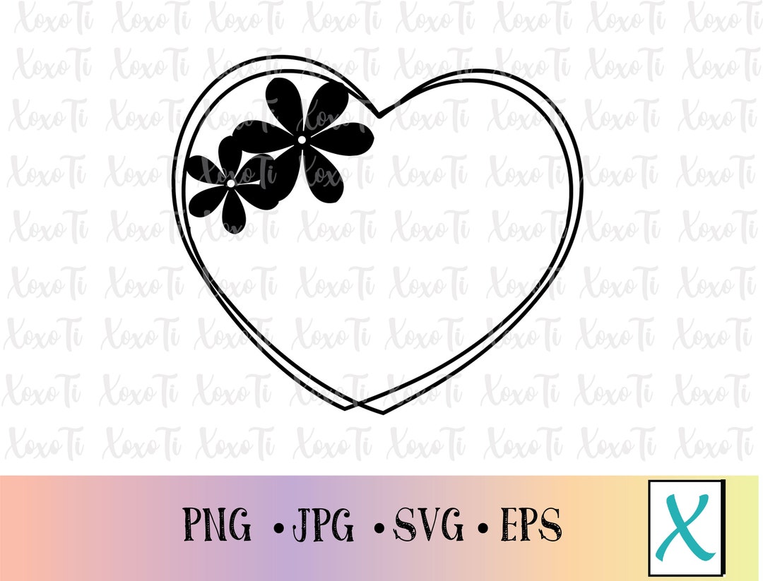 Flower Heart Frame SVG | Cricut Clipart (digital) - Etsy