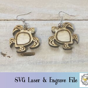 Hawaiian honu turtle tribal earrings, turtle svg, laser cut and engrave earrings, Hawaii turtle cut file, digital download, hawaiian turtle