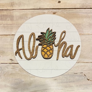 Aloha Hawaii sign with pineapple, laser cut and engrave file, svg file, hawaii svg,tropical,tropical file,glowforge, pineapple,hawaiian gift
