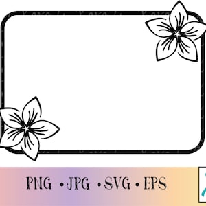 Hawaiiaanse Plumeria bloem rechthoek frame-Plumeria SVG-clipart SVG-bloem SVG-Hawaii SVG-Hawaii bestand-Hawaii bloem SVG-Hawaiiaanse laser-Hawaï