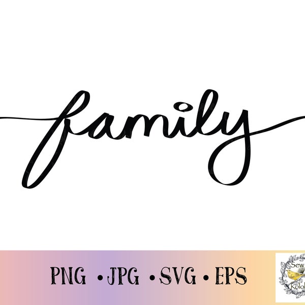 handwritten family word art, shape SVG, family PNG, family SVG, cut file, Digital Download, calligraphy, cursive, instant download, clipart