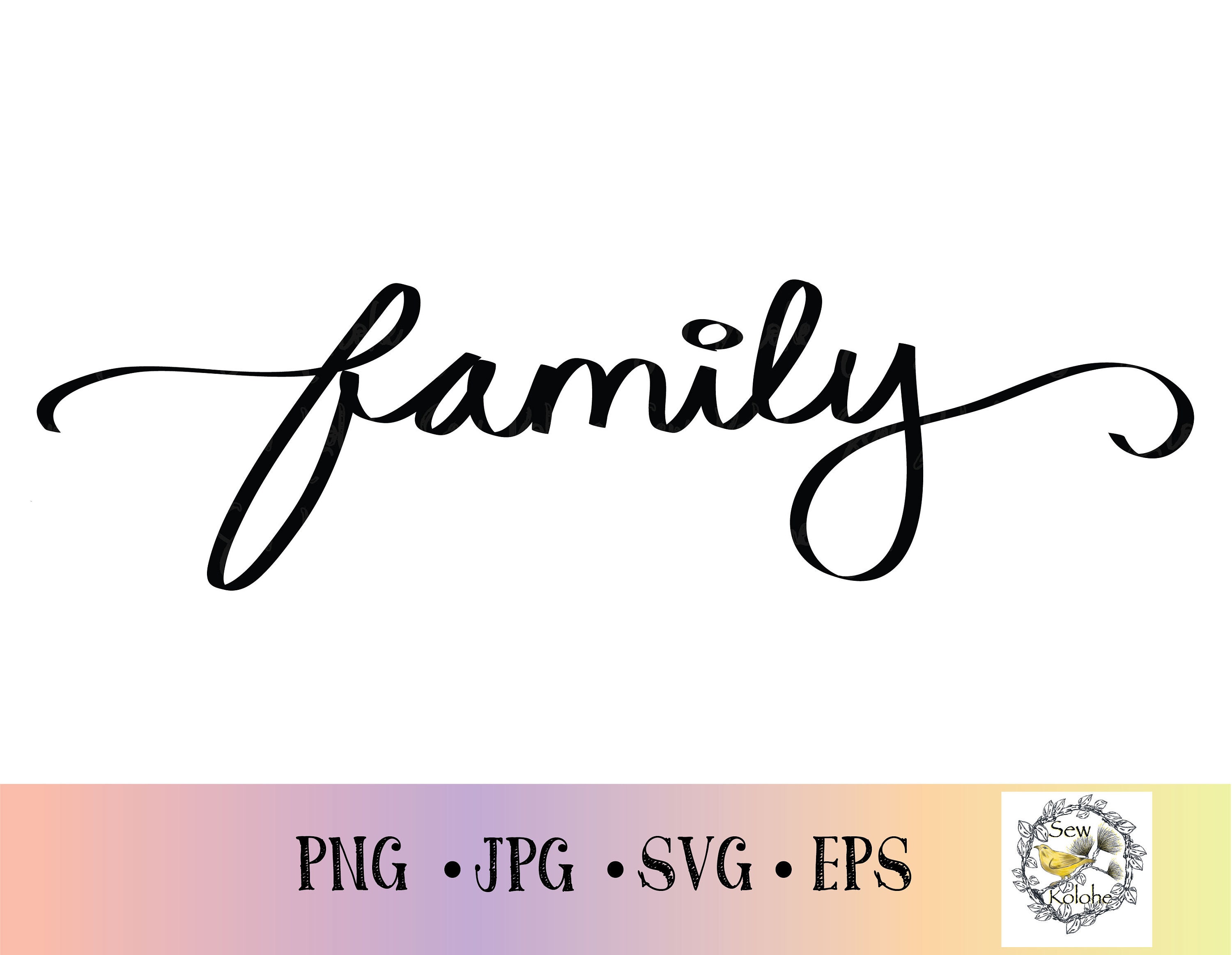 Handwritten Family Word Art, Shape SVG, Family PNG, Family SVG, Cut