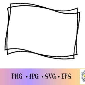 Könnte beinhalten: Ein schwarzer, doppelt umrahmter, wellenförmiger Rahmen mit weißem Hintergrund. Der Rahmen ist ein schlichtes Design, das für verschiedene Zwecke verwendet werden kann.