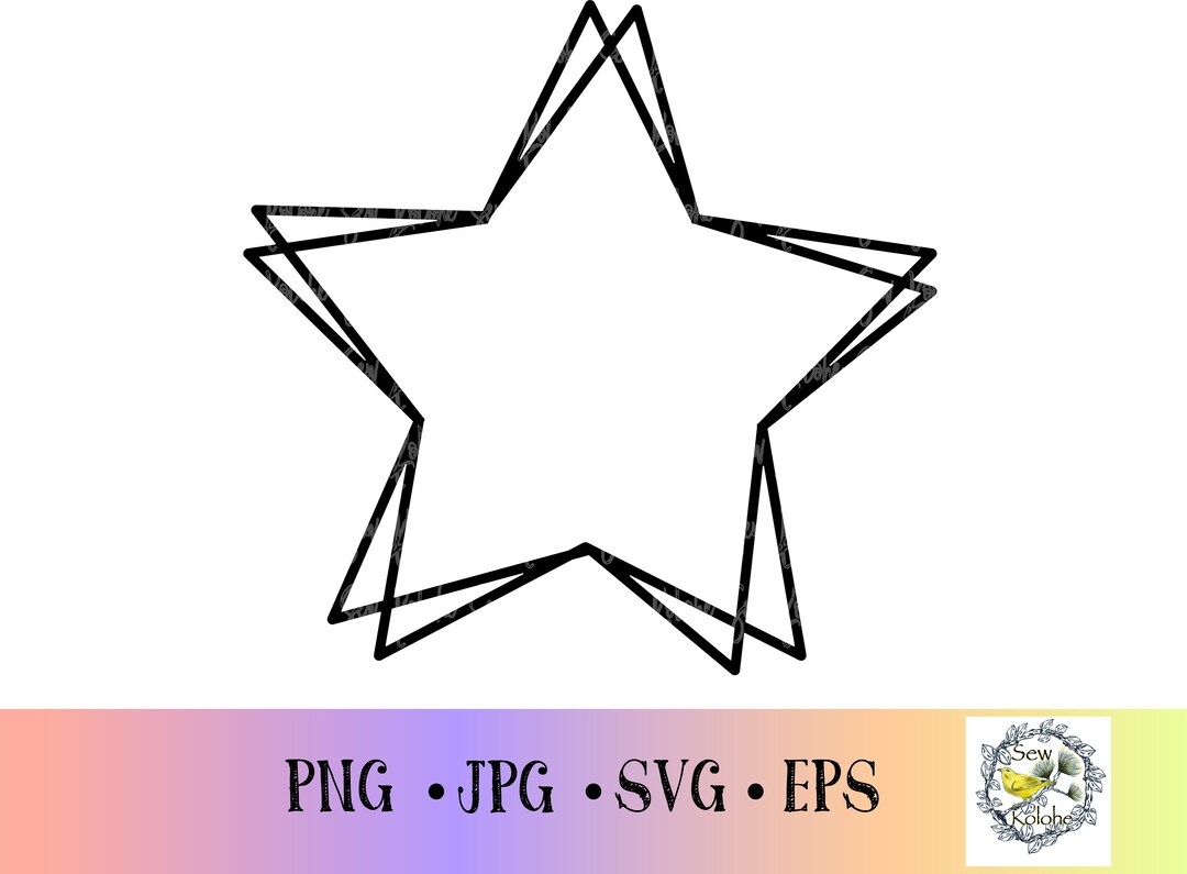 Double Star SVG Frame, Star Shape SVG, Star PNG, Star Cut File, Digital
