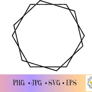 May include: A black geometric frame with eight sides. The frame is outlined with a double line.