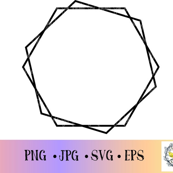 Double Polygon frame, shape SVG, polygon PNG, frame SVG, cut file, Digital Download