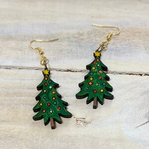 Holiday, Christmas, tree dangle earrings ,SVG file, wood cut and engrave