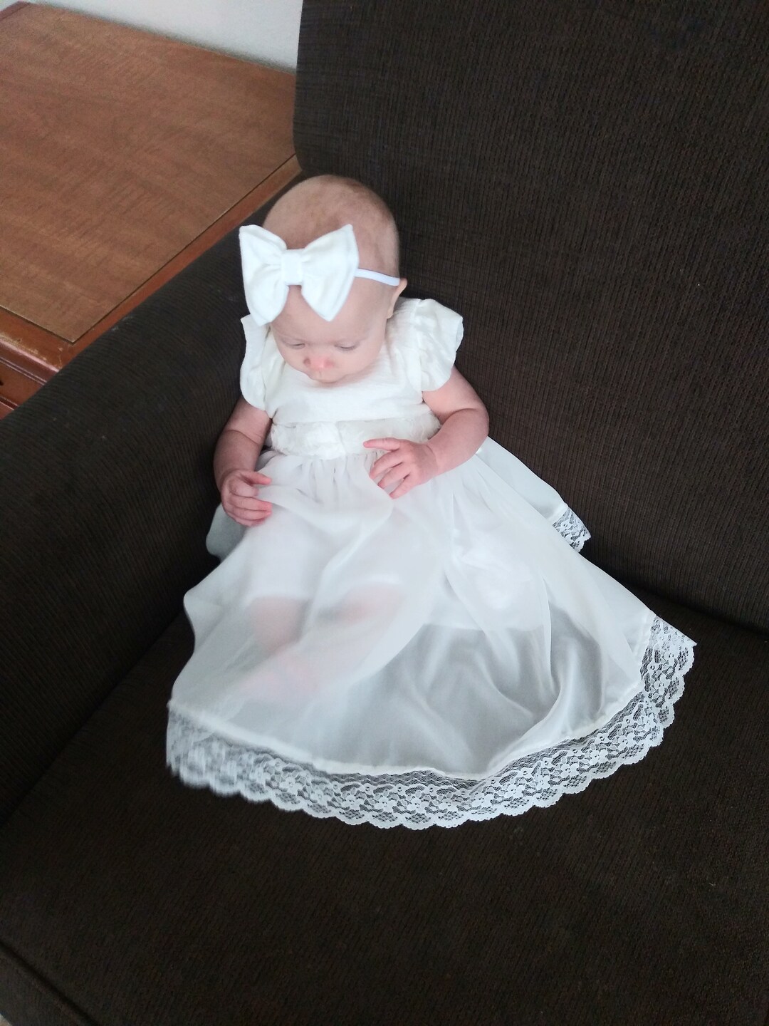 Baby Girl Christening Dress, Baptism Gown, Blessing Dress, White, LDS