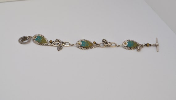 Vintage Techno Modernist Mixed Metal Enamel Brace… - image 5