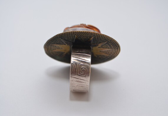 Vintage Tabra Signed Amber Scarab Sterling Silver… - image 9