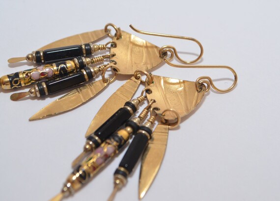 Vintage Tabra Signed Gold filled Gemstone Beads Earrings Etsy
