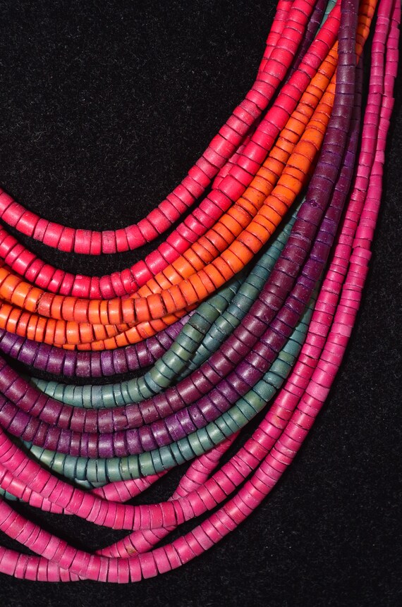 Vintage Multi Color 17 Strand Coconut Shell State… - image 5