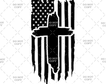 Grunge Cross on American Flag - Descarga digital (svg, png, jpg, pdf)
