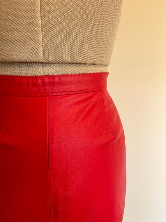 Vintage Red Leather Skirt