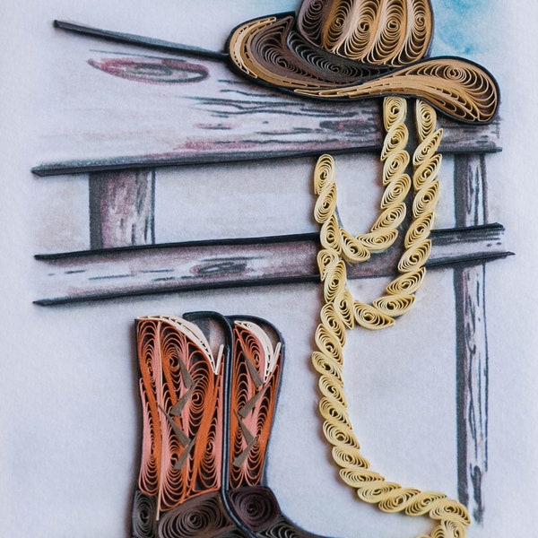 Cowboy Boots & Hat Quilled Card