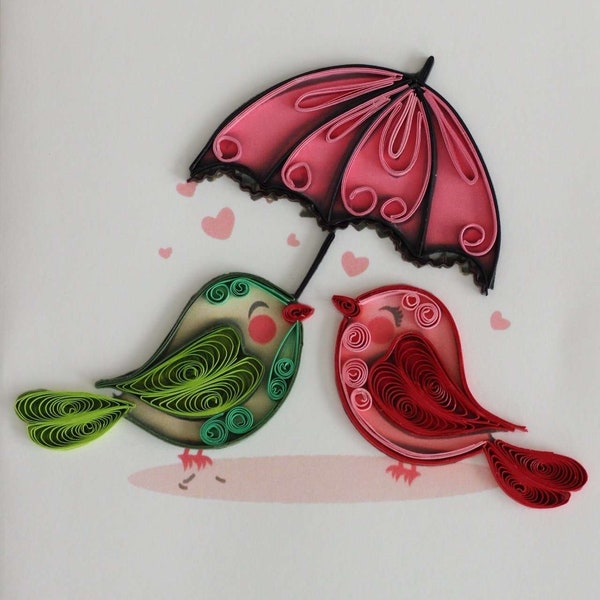 Birds and Umbrella Quilled Card