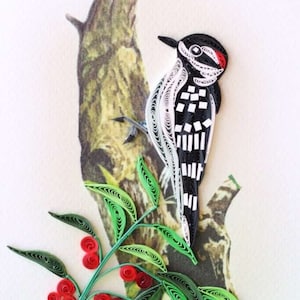 Downy Woodpecker Quilled Card