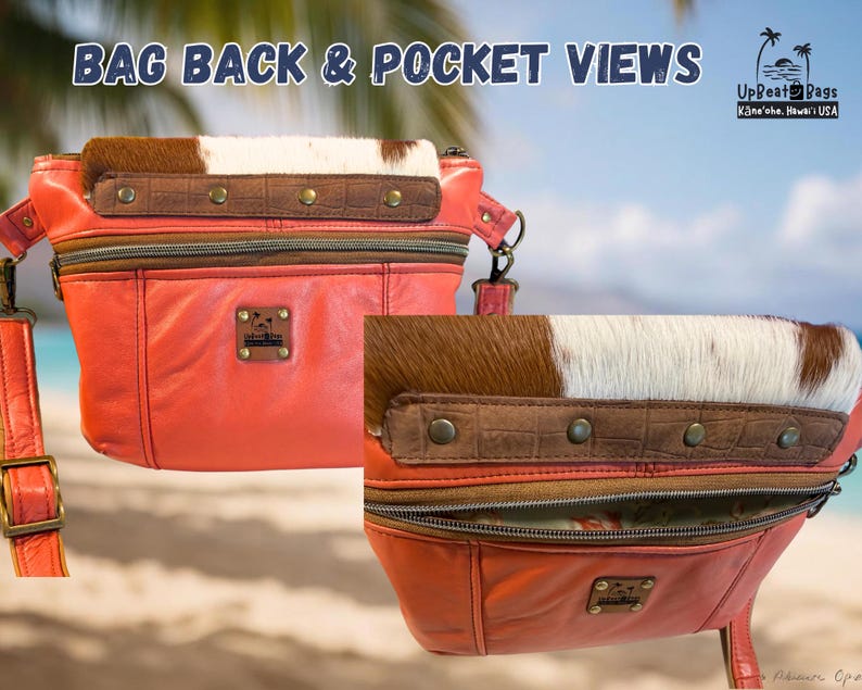Cowgirl Aloha Leather Crossbody Bag, Hair-on Hide, Coastal Western Hawaiian Purse Bild 6