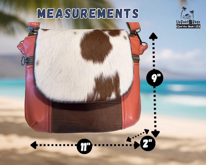 Cowgirl Aloha Leather Crossbody Bag, Hair-on Hide, Coastal Western Hawaiian Purse Bild 4