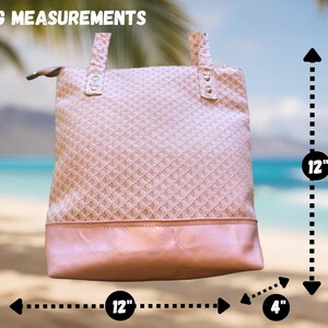 Bolso de hombro mediano de piel rosa reciclada – Bolso tote Pūpū Loke Rose Shell, con opción de cartera a juego. imagen 6
