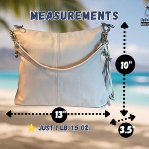 White Leather Handbag, Handmade in Hawaii, Slouchy Hobo Bag, Upcycled Leather Purse, One-of-a-Kind Gift for Her image 4