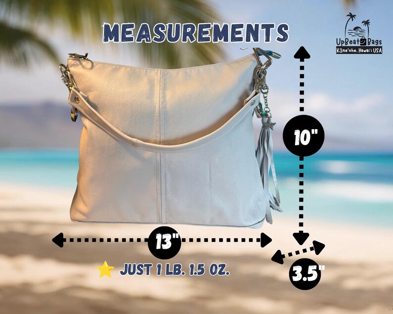 White Leather Handbag, Handmade in Hawaii, Slouchy Hobo Bag, Upcycled Leather Purse, One-of-a-Kind Gift for Her image 4