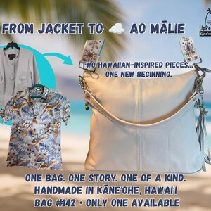 White Leather Handbag, Handmade in Hawaii, Slouchy Hobo Bag, Upcycled Leather Purse, One-of-a-Kind Gift for Her image 8