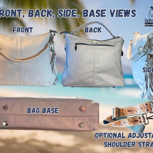 White Leather Handbag, Handmade in Hawaii, Slouchy Hobo Bag, Upcycled Leather Purse, One-of-a-Kind Gift for Her image 6