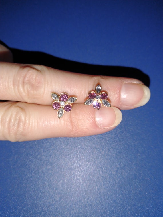 Sparkly Rainbow Flower & String Stud Earrings Set - image 3