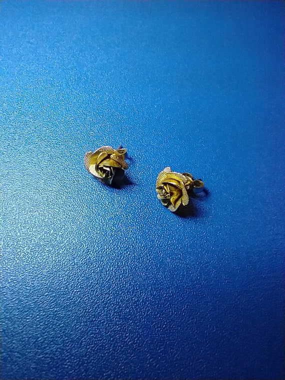 Solid Yellow Gold Rose Stud Earrings