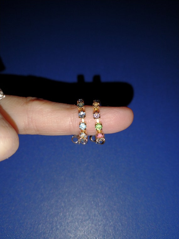 Sparkly Rainbow Flower & String Stud Earrings Set - image 8