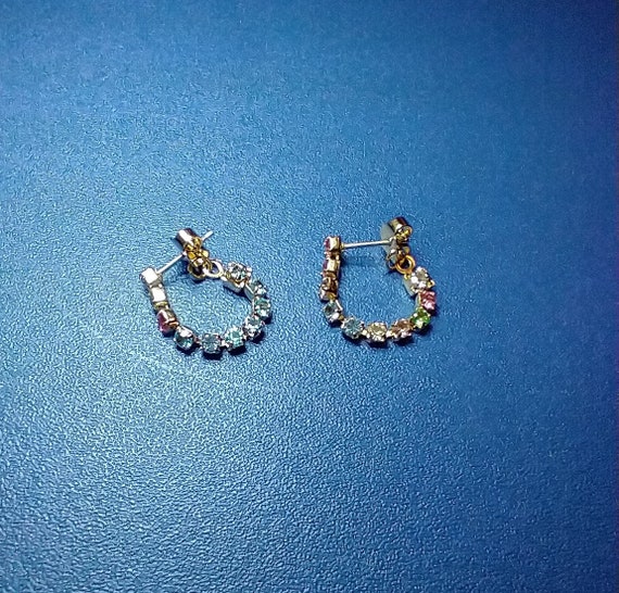 Sparkly Rainbow Flower & String Stud Earrings Set - image 5