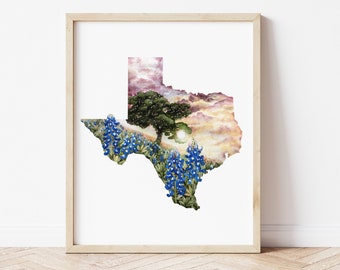 8"x10" and 11x14 Gicleé Texas state print Bluebonnets state flower watercolor painting unframed