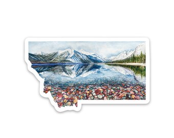 Retro Glacier National Park Montana Vinyl Sticker Skateboard and Phone Case Glossy Sticker for Laptop iPad