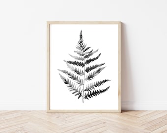 Dancing Fern Black and White| Digital Download| Printable Art | Modern contemporary art | Botanical Art| Downloadable Print| Fern Watercolor