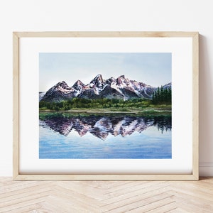 Wyoming Grand Tetons National Park 8"x10" and 11"x14" and 12x16 Giclee Watercolor Wall Decor Artwork Print Unframed