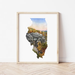 8&quot;x10&quot; and 11x14 Gicleé Illinois State art print watercolor painting unframed
