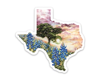 Texas State Vinyl Sticker Bluebonnets