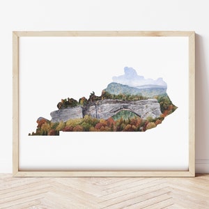 Kentucky State Red River Gorge Natürliche Brücke 8 &quot;x 10&quot; und 11 &quot;x 14&quot; und 12 x 16 Giclee Aquarell Wand Dekor Kunstwerk Ungerahmt
