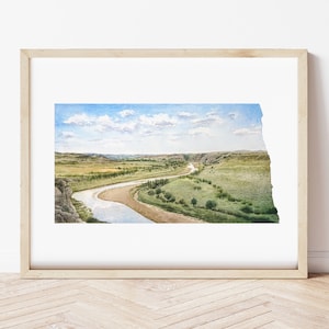 North Dakota State Theodore Roosevelt National Park Watercolor Gicleé  Art Print  Sizes 8&quot;x10&quot; 11&quot;x14&quot; 12&quot;x16&quot; Unframed Art Print